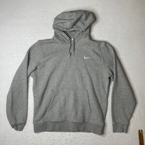 Nike Mens Club Fleece Pullover Hoodie Gray Heather Swoosh 826433-063 Size L